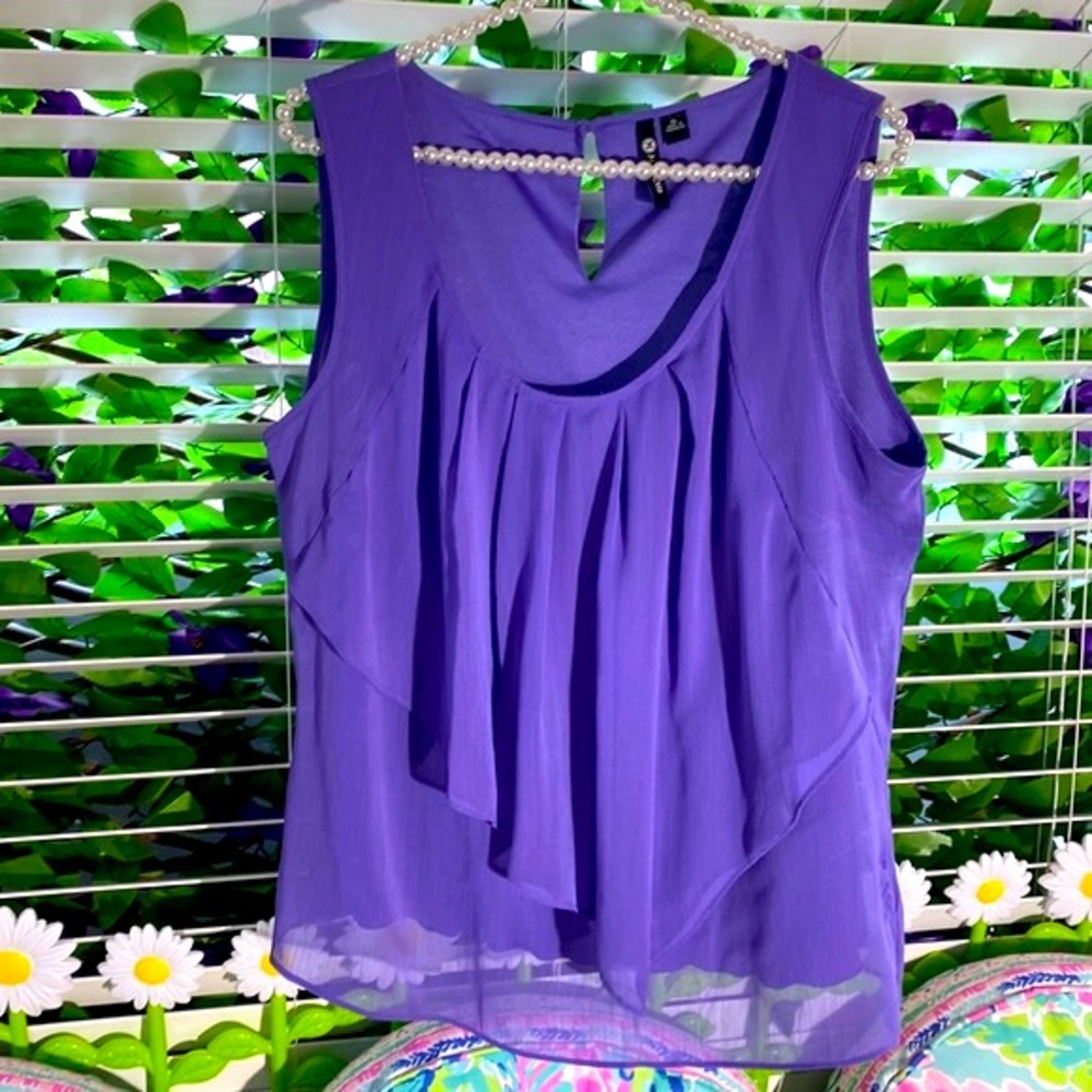 Milano bright purple chiffon layered top - Picture 1 of 5
